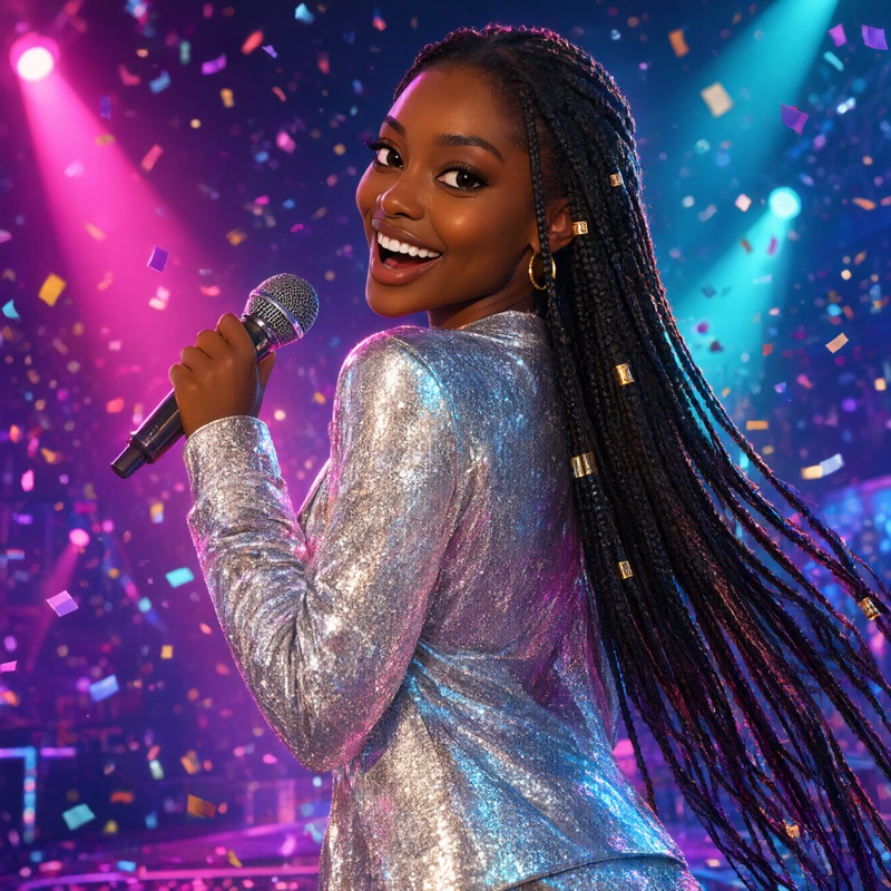 A woman's photo turned into a 3D animated pop star at a neon concert with the Pixarify preset on Qwen Image 3